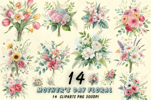 Download Watercolor Floral Bouquet Clipart Bundle - Bouquet Collection