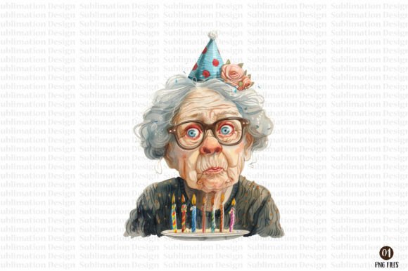 Download Funny Old Lady Birthday Balloons Clipart - Balloon Collection