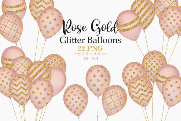 Download Rose Gold Glitter Balloons Clip Art - Balloon Collection