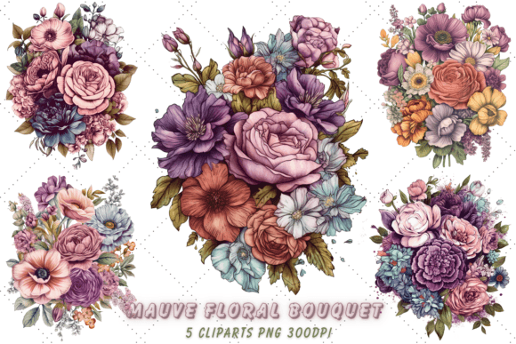 Download Mauve Floral Bouquet Sublimation Clipart - Bouquet Collection