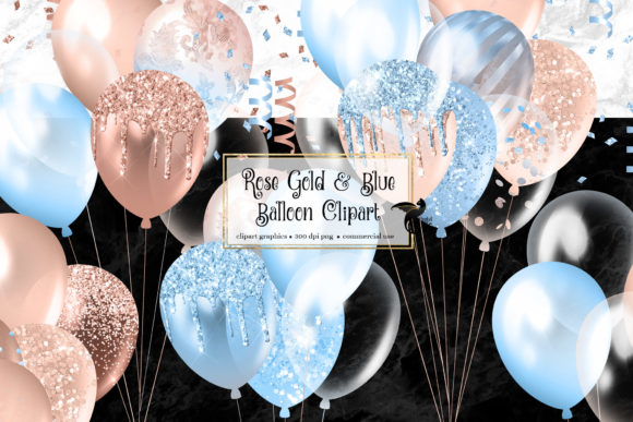 Download Rose Gold and Blue Balloons Clipart - Balloon Collection