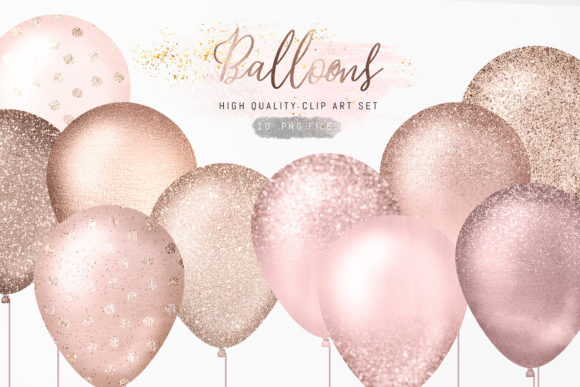 Download Rose Gold Glitter Balloons Clipart - Balloon Collection