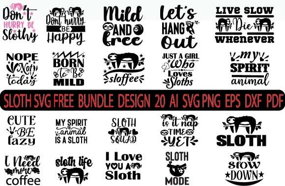 Download SLOTH SVG FREE DESIGN BUNDLE - Premium Bundle