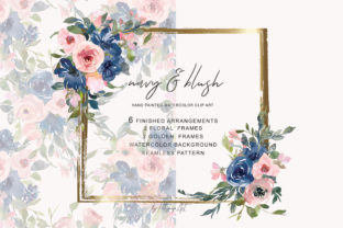 Download Navy and Blush Floral Bouquet Clipart - Bouquet Collection