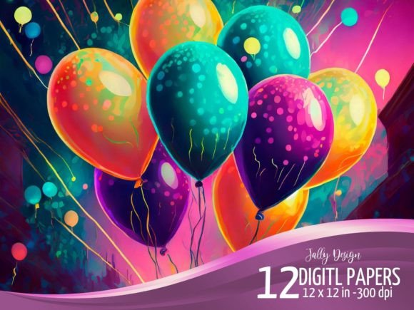 Download Colorful Birthday Balloons Cyberpunk - Balloon Collection