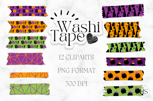 Download 12 Happy Halloween Washi Tape PNG Bundle - Halloween Collection