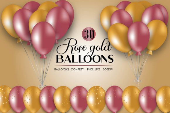 Download Balloons in Rose Gold and Gold - Balloon Collection