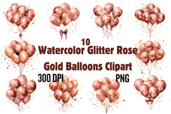 Download Watercolor Glitter Rose Gold Balloons - Balloon Collection