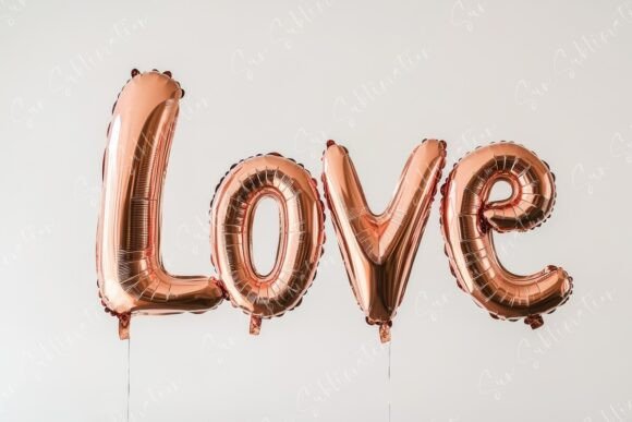 Download Shimmering Rose Gold Balloons Spelling - Balloon Collection