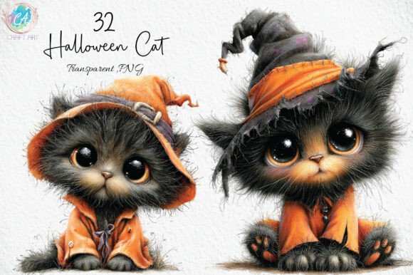 Download Whimsical Halloween Cat Clipart Bundle - Halloween Collection