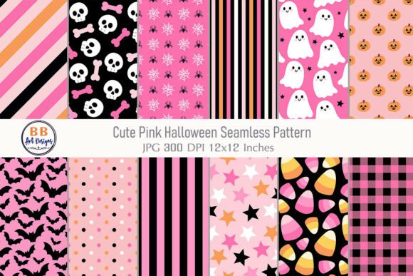 Download Pink Halloween Seamless Patterns - Halloween Collection
