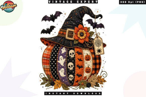 Download Spooky Patchwork Pumpkin Halloween PNG - Halloween Collection