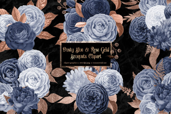 Download Dusty Blue and Rose Gold Floral Bouquets - Bouquet Collection