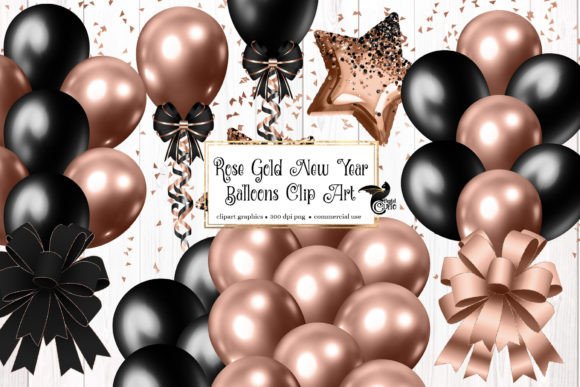 Download Rose Gold New Year Balloons Clipart - Balloon Collection