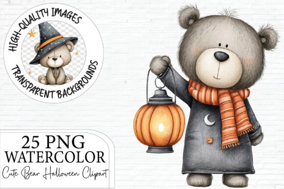 Download Cute Bear Halloween Clipart Bundle PNG - Halloween Collection