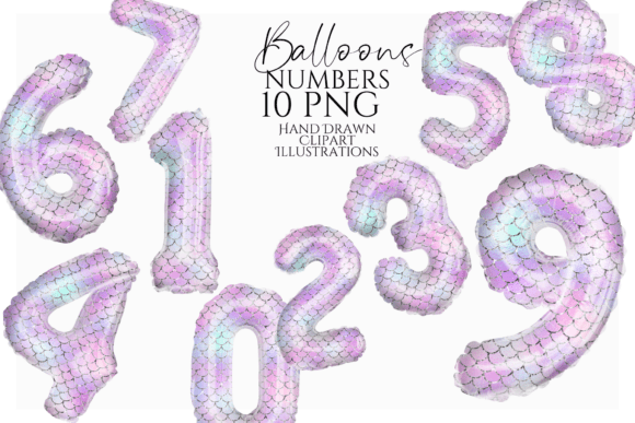 Download Mermaid Balloon Numbers PNG Clipart Set - Balloon Collection