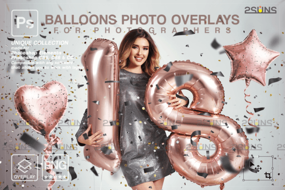 Download Rose Gold Foil Balloons Photo Overlays - Balloon Collection