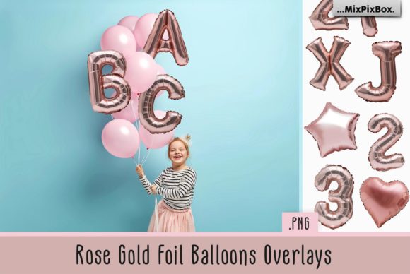 Download Rose Gold Foil Balloons Overlays - Balloon Collection