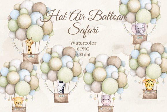 Download Hot Air Balloon Safari Watercolor PNG - Balloon Collection